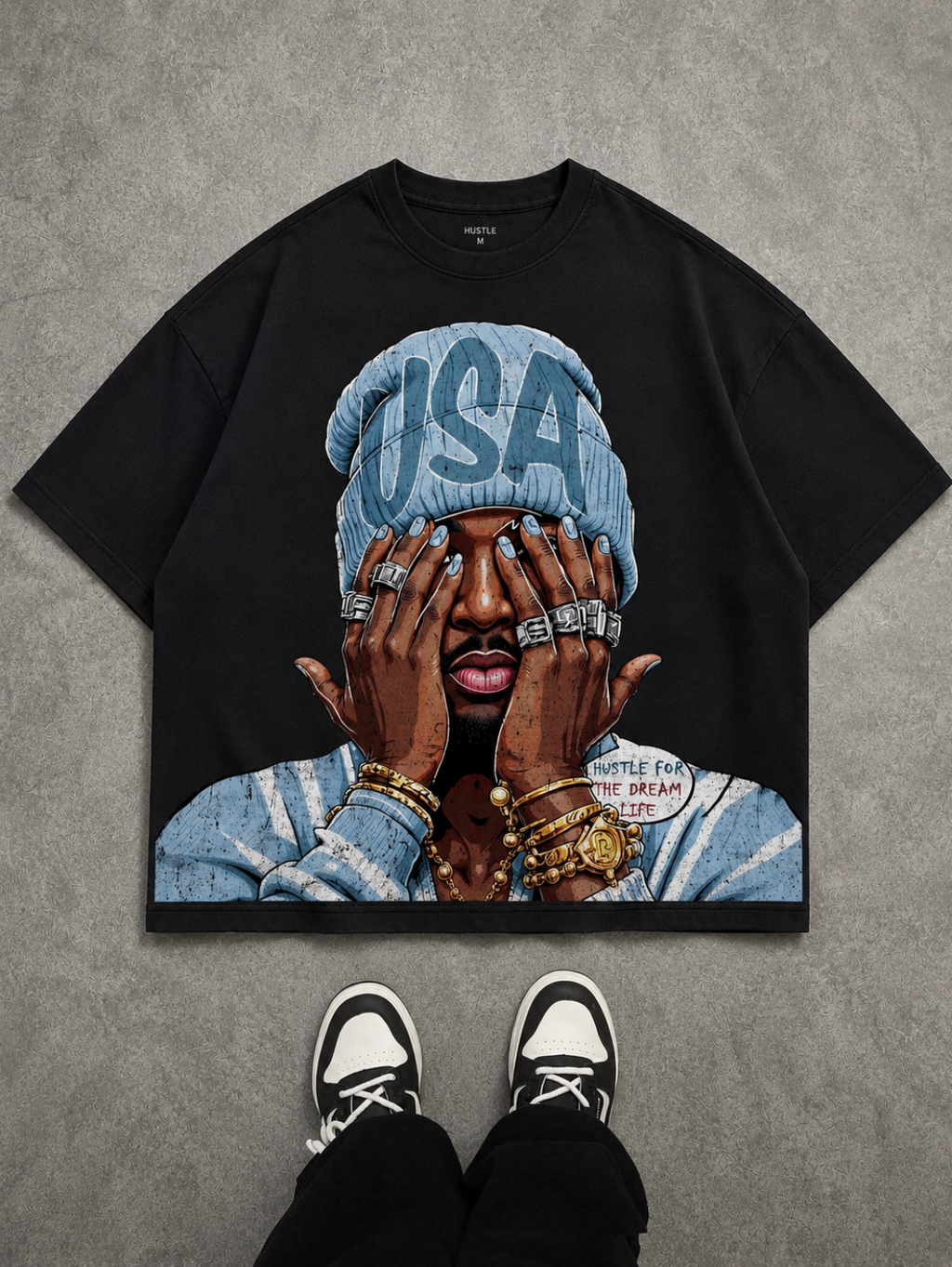 BRO&SIS Dream Chaser Oversized Box Fit Tee- Black
