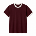BRO & SIS™ Heavyweight Interlock Slim Fit Ringer T-Shirt – Burgundy