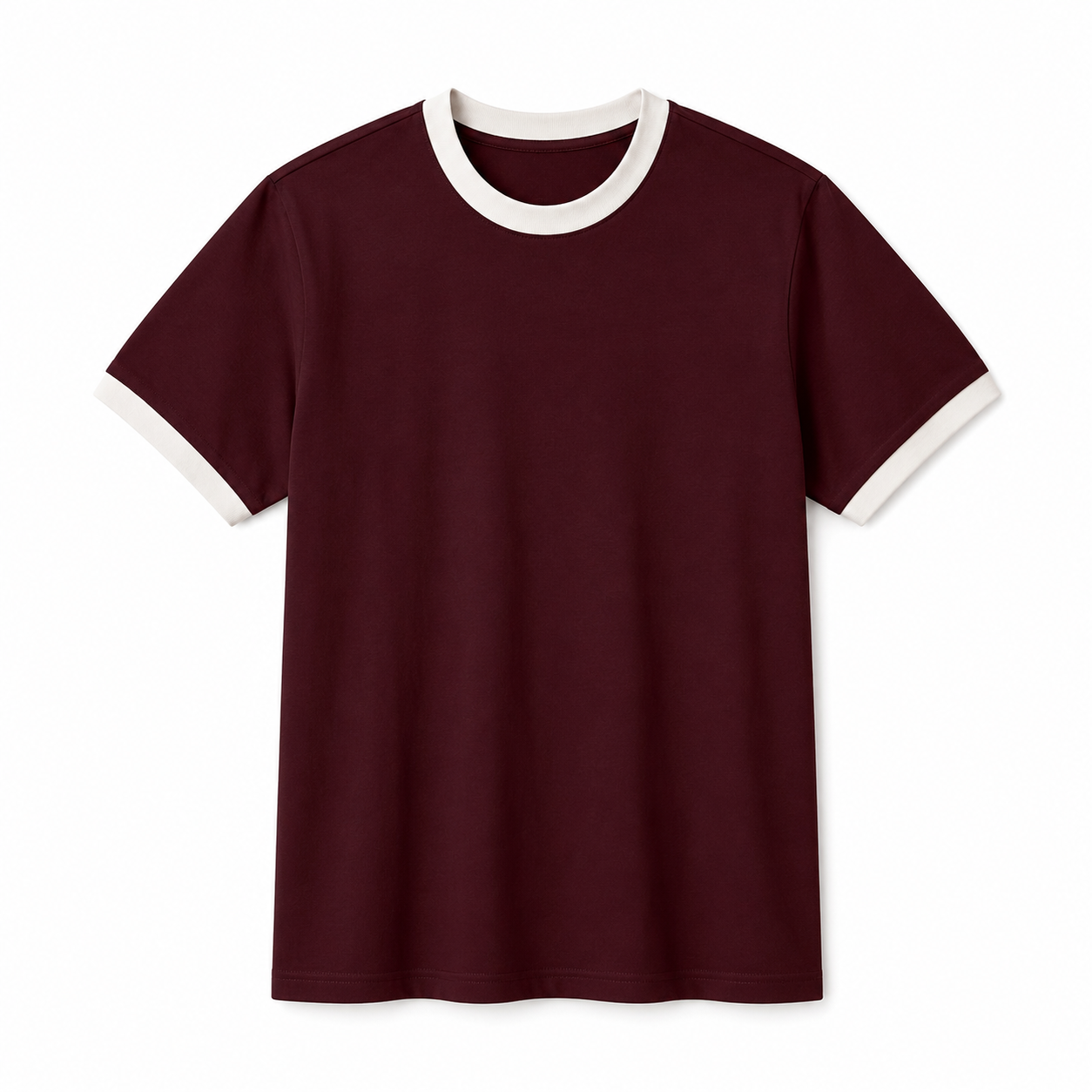 BRO & SIS™ Heavyweight Interlock Slim Fit Ringer T-Shirt – Burgundy