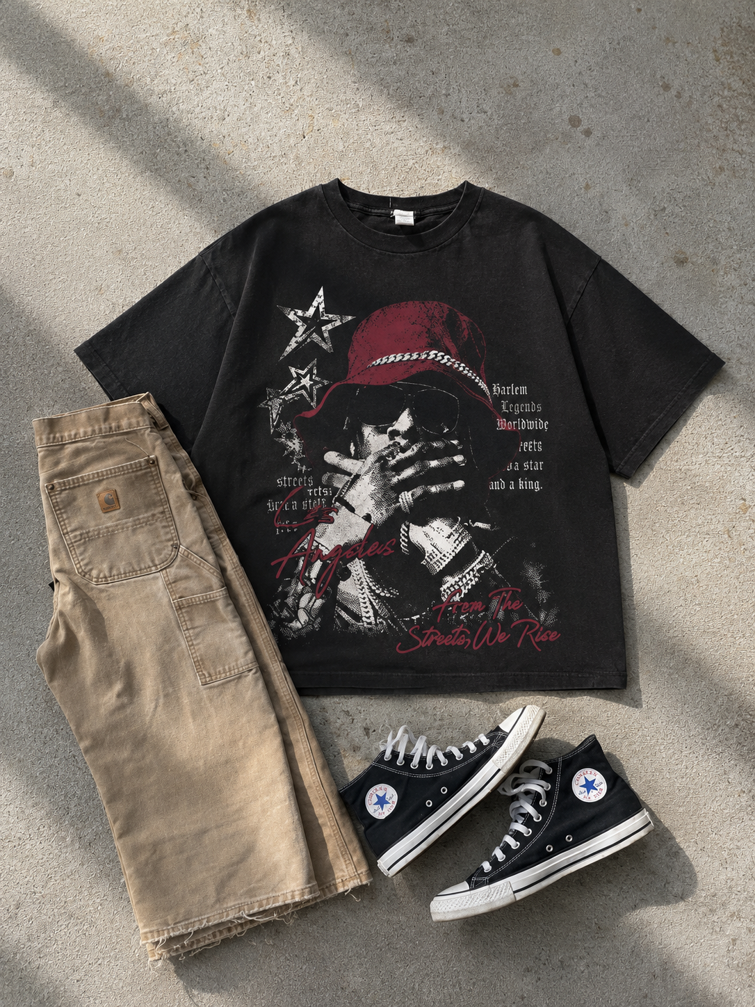 BRO&SIS LA Streets Oversized Box Fit Tee – Washed Black for Bro & Sis