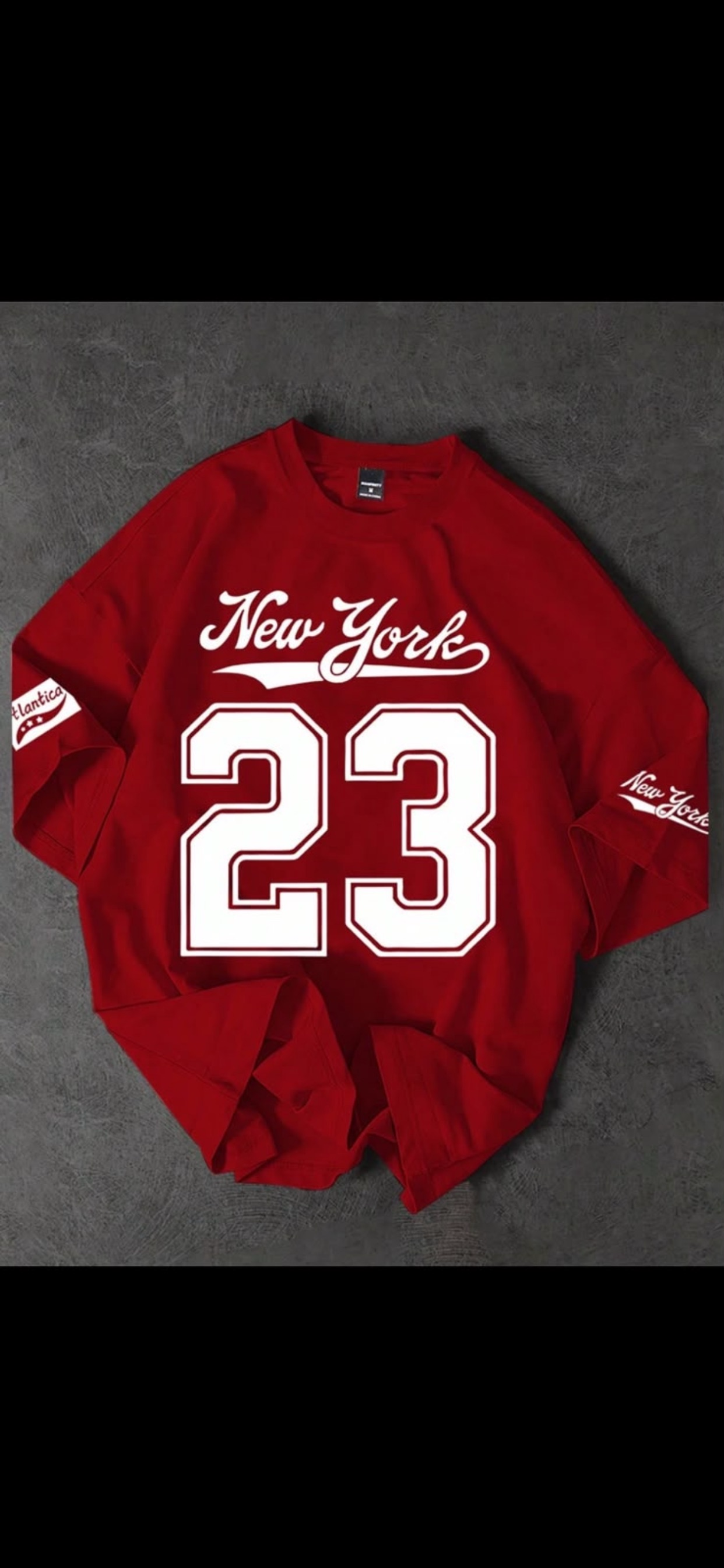 New York 23 Oversized Graphic Tee – Red for bro & sis