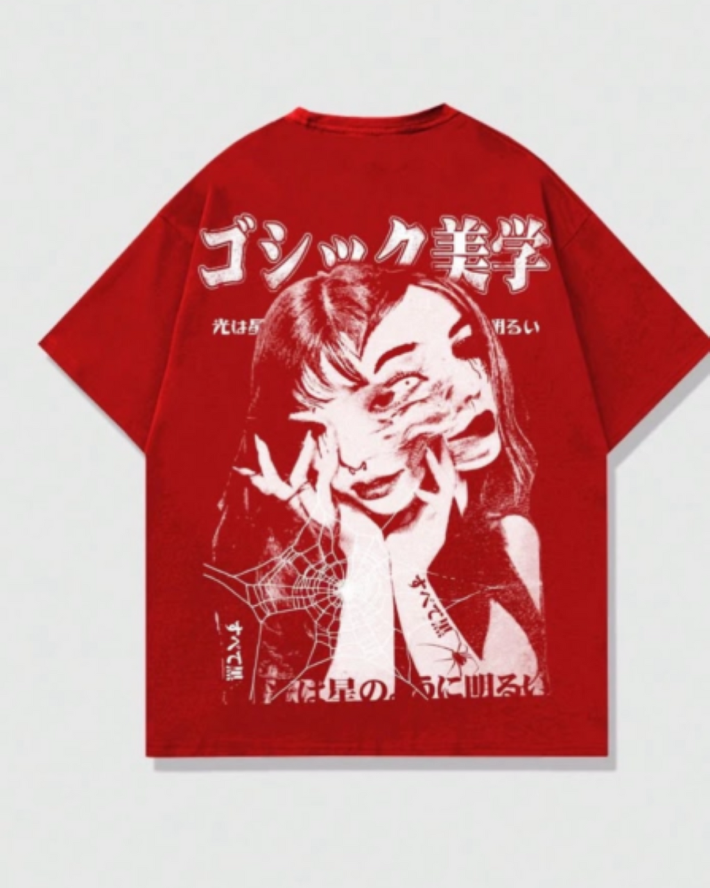 Bro & Sis Ghost Aesthetics Grapgic Tee- Red for Sis