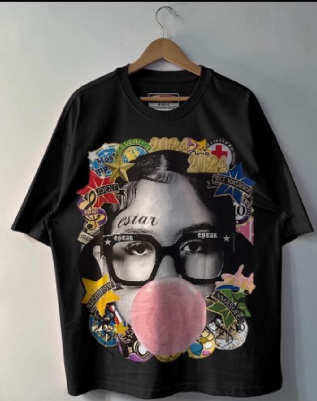 Bro & Sis ESTAR Bubble Graphic Tee – Premium Oversized Box Fit | Black for sis.